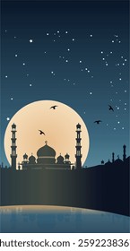 Ramadan mosque vector illustration design. Mosque silhouette. as a background illustration for the Ramadan Eid al-Fitr event 073