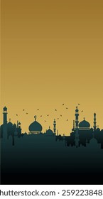 Ramadan mosque vector illustration design. Mosque silhouette. as a background illustration for the Ramadan Eid al-Fitr event 060