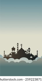 Ramadan mosque vector illustration design. Mosque silhouette. as a background illustration for the Ramadan Eid al-Fitr event 049
