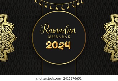 ramadan mubarak 2024 banner with black background design 37