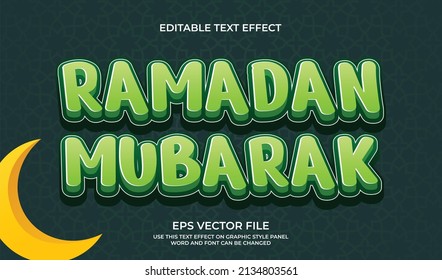 Ramadan mubarak 3d cartoon editable text effect