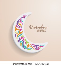 Ramadan mubarak background. Ramadan mubarak greeting card design with half moon vector illustration. Half moon vector illustration. Islamic Design symbol crescent.
