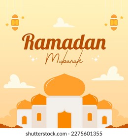 Ramadan Mubarak-Hintergrundbild im Flachdesign-Stil