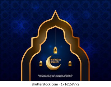 Ramadan Mubarak. Ramadan background. Islamic wallpaper. Ramadan wallpaper. Muslim wallpaper. Islamic design crescent moon and mosque dome. Mosque design. Lamp. Arabesque design. Ramadan Kareem