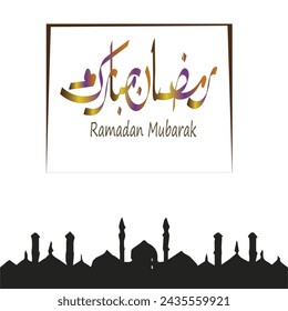  Ramadan Mubarak background with  mosque  Ramadan Mubarak Greeting card, invitation for Muslim community.
 Ramadan Mubarak islamic design.