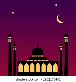 Ramadan Mubarak Background Template with Mosque vector design template