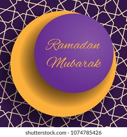 ramadan mubarak banner design layout with text on paper cut colorful layers and geometric pattern for greeting cards, posters, invitations, brochures