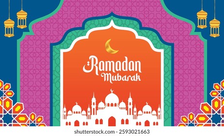 ramadan mubarak banner template design. islamic Backdrop for Eid al fitr, Eid Mubarak, Ramadan Kareem, Eid al adha