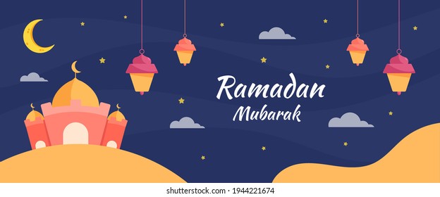 Ramadan Mubarak Banner Template Illustration Vector Stock Vector
