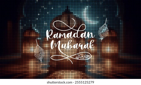 Ramadan Mubarak banner template, Ramadan Kareem vector illustration with Islamic background