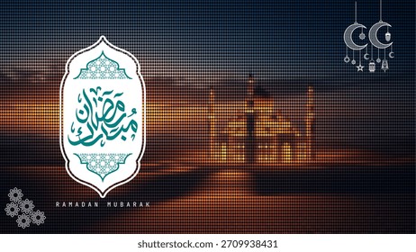 Plantilla del Anuncio de Ramadán Mubarak, Ilustración vectorial del Ramadán Mubarak con antecedentes islámicos.