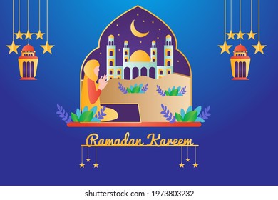 Ramadan Mubarak Beautiful Vector illustration background design