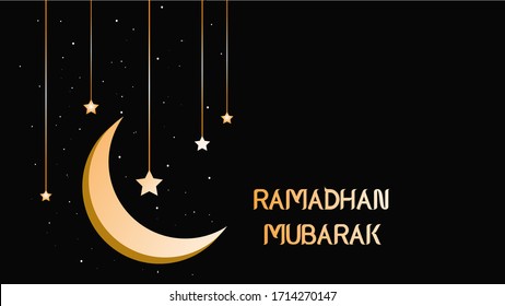 ramadan mubarak black background moon and star