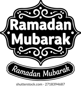 Ramadan Mubarak bold typography with crescent moon for Islamic holiday greeting