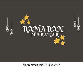 Ramadan Mubarak Kalligraphie mit schönen Seitenlanterns und Sternen 