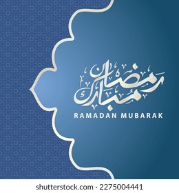 Ramadan Mubarak Calligraphy with masjid door banner Template