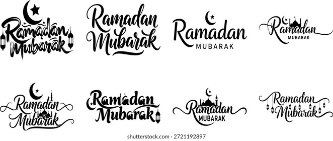 Ramadan Mubarak Kalligrafie Set - Islamische Feiertage Typografie Sammlung