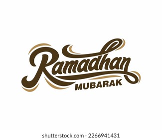 Ramadan mubarak calligraphy. Vector illustration. Handwritten greeting card, Ramadan mubarak typography