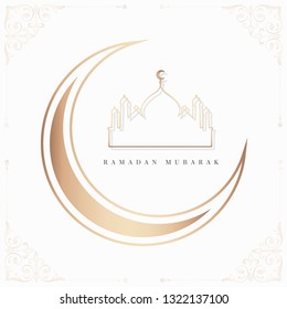 Ramadan Mubarak card design vector