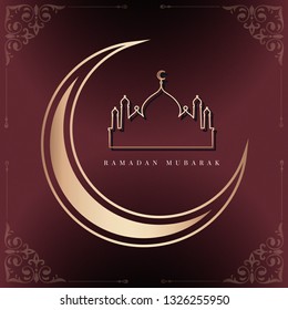Ramadan Mubarak card design vector