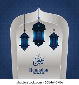Ramadan Mubarak Classic Blue premium vector