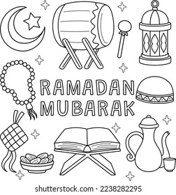 Ramadan Mubarak Coloring Page for Kids