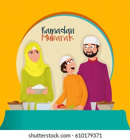 Ramadan Mubarak Konzept mit Iftar-Vorbereitungen.