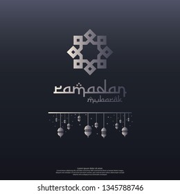 Ramadan Mubarak concept with vector typography and abstract islamic mandala for invitation banner, flayer, card background or cover. celebration of Ramadan Kareem or eid greeting design concept.