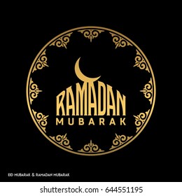 Ramadan Mubarak Creative typography in an Islamic Circular Design on a Black Background
