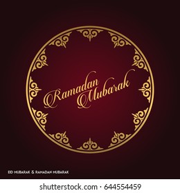 Ramadan Mubarak Creative typography in an Islamic Circular Design on a Red Background