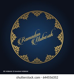 Ramadan Mubarak Creative typography in an Islamic Circular Design on a Blue Background