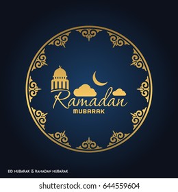 Ramadan Mubarak Creative typography in an Islamic Circular Design on a Blue Background