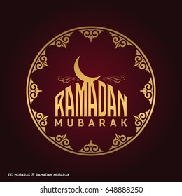 Ramadan Mubarak Creative typography in an Islamic Circular Design on a Red Background