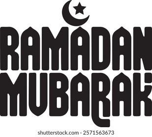 Ramadan Mubarak - Crescent Moon and Star Typography Design