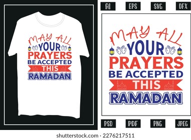 Ramadan Mubarak Custom Typography T Shirt Design