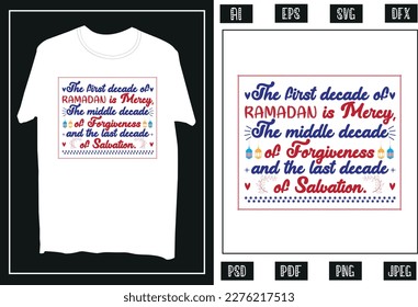 Ramadan Mubarak Custom Typography T Shirt Design