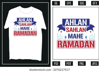 Ramadan Mubarak Custom Typography T Shirt Design