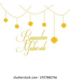Ramadan mubarak decorations with hanging golden stars