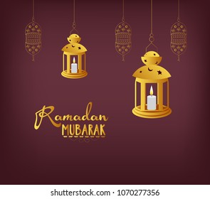 Ramadan Mubarak Design Background. Illustration for greeting card, poster and banner
