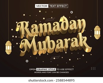 ramadan mubarak editable text, font effect, 3d text for title
