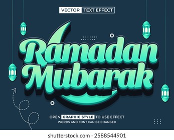 ramadan mubarak editable text, font effect, 3d text for title