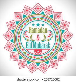 Ramadan Mubarak and eid Mubarak Celebration Floral Frame decoration Design Greeting