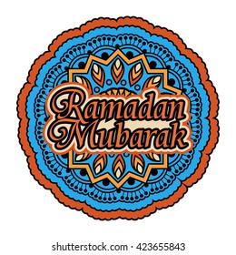 Ramadan Mubarak and eid Mubarak Celebration Floral Frame decoration Design Greeting