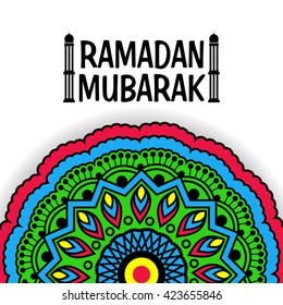 Ramadan Mubarak and eid Mubarak Celebration Floral Frame decoration Design Greeting