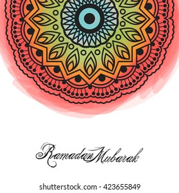 Ramadan Mubarak and eid Mubarak Celebration Floral Frame decoration Design Greeting