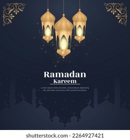 Ramadan Mubarak and Eid Mubarak social media greeting card