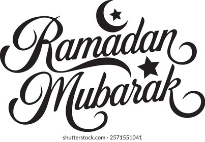 Ramadan Mubarak - Elegant Crescent and Calligraphy