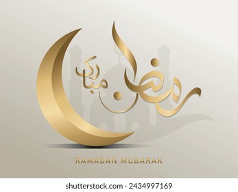 Ramadan Mubarak Englische Übersetzung Gesegnet Ramadan Islamisches Design Halbmond und Moschee Kuppel Silhouette mit arabischen Muster und Kalligraphie