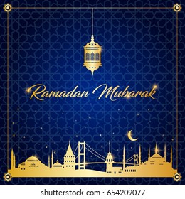 ramadan mubarak, ramadan feast greeting card vector illustration