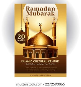 Ramadan mubarak flyer design template and background